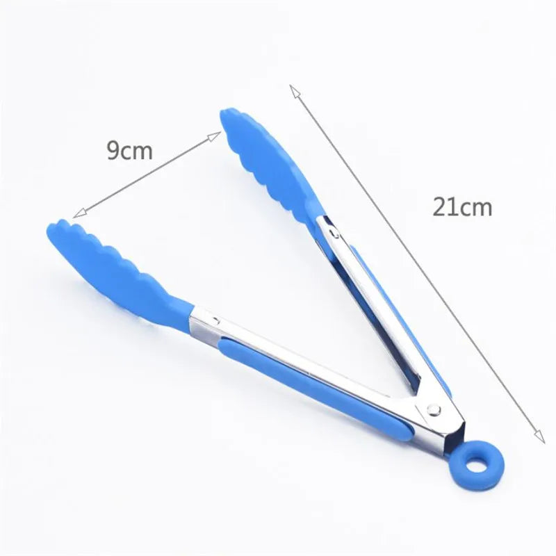 Silicone Food Tong Stainless Steel Kitchen Tongs Silicone Non-slip Cooking Clip Clamp BBQ Salad Tools Grill Kitchen Accessories