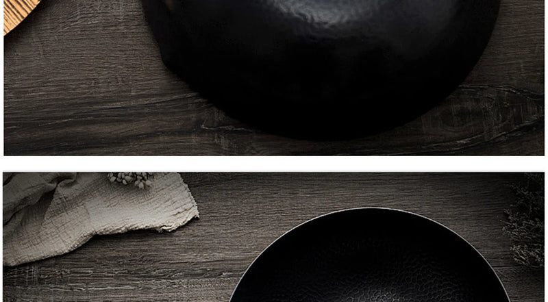 Konco Pure Iron wok cast iron pan Non-coated Pot General use for Gas and Induction Cooker 32cm Chinese Wok Cookware Pan