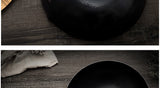 Konco Pure Iron wok cast iron pan Non-coated Pot General use for Gas and Induction Cooker 32cm Chinese Wok Cookware Pan