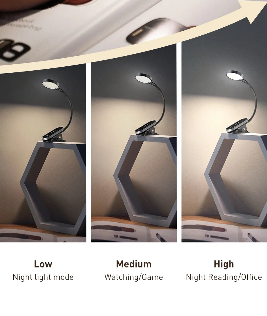 Baseus Led Desk Lamp Clip-On Night Light Reading Computer Keyboard illuminated Eye Protection Lamp With USB Charging For Bedroom