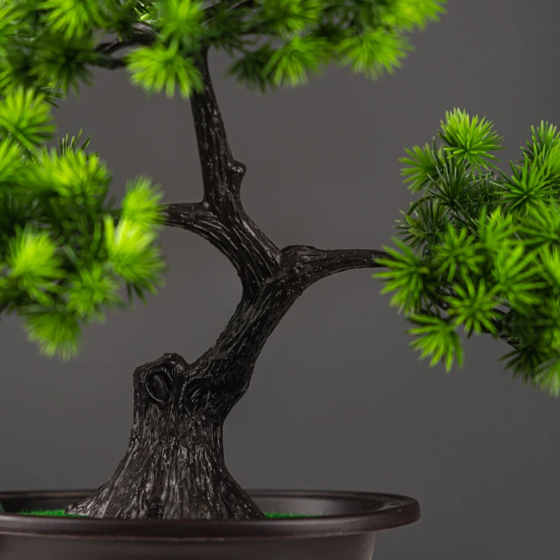 27cm Artificial Pine Plants Bonsai Fake Tree Ornaments Plastic Plants Landscape Simulation Tree for Home Room Desktop Decoration
