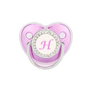 Chupete morado metalizado con tapa, chupete de silicona sin BPA, nombre con inicial, chupete mordedor, regalo para baby shower 