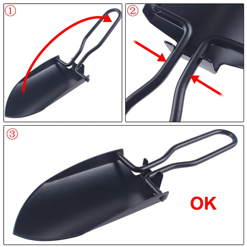 Mini Stainless Steel Garden Tools Collapsible Folding Shovel Camping Spade Gardening Tool Cloth Package