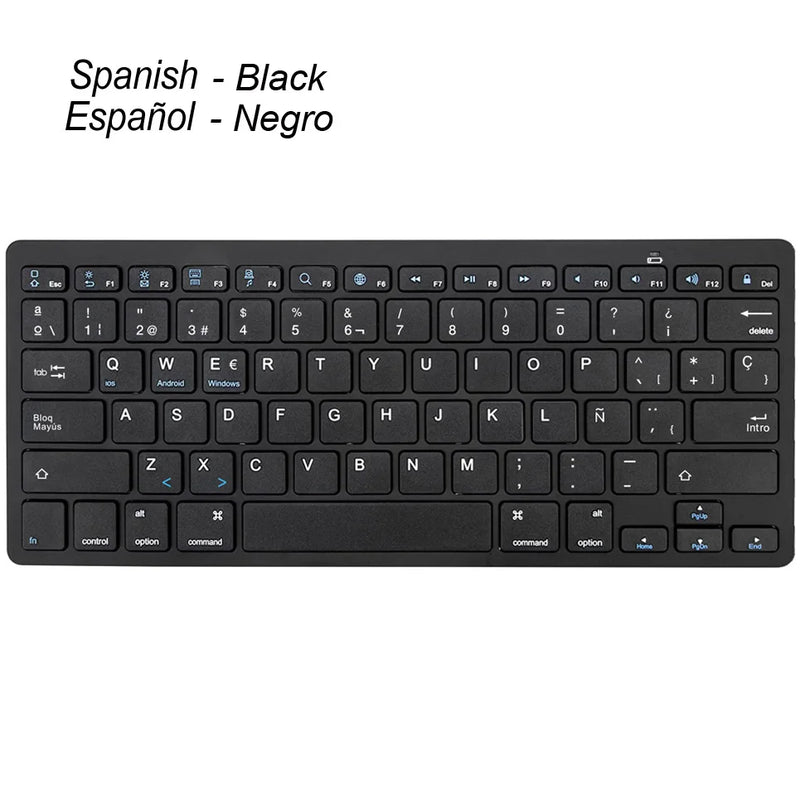 Russian Spanish French German Hebrew Brazil-Portuguese Ultra Slim Universal Wireless Bluetooth Keyboard for iOS Android Win