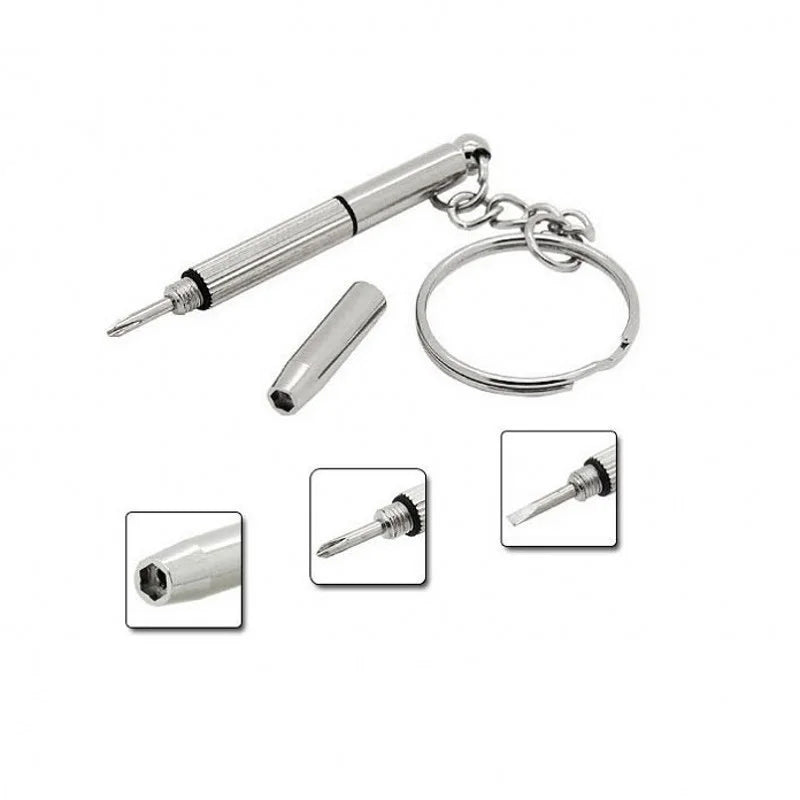 Destornillador de gafas 3 en 1, Kit de reparación de relojes con llavero, herramientas manuales portátiles, destornillador de precisión