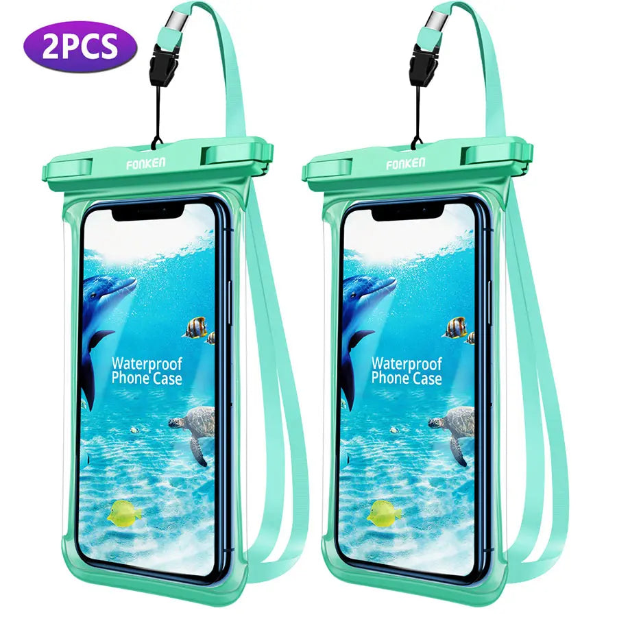 Funda impermeable FONKEN para teléfono, transparente, para la nieve, la selva tropical, bolsa seca, bolsa para natación, fundas grandes para teléfono móvil.