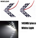 2 Pcs/lot 14 SMD LED Arrow Panel For Car Rear View Mirror Indicator Turn Signal Light Car LED Rearview Mirror Light BOSCLEAR
