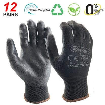 24Pieces/12Pairs Professional Working Protective Gloves For Men Construction Women Garden Nylon Running Glove Obtained CE EN388.