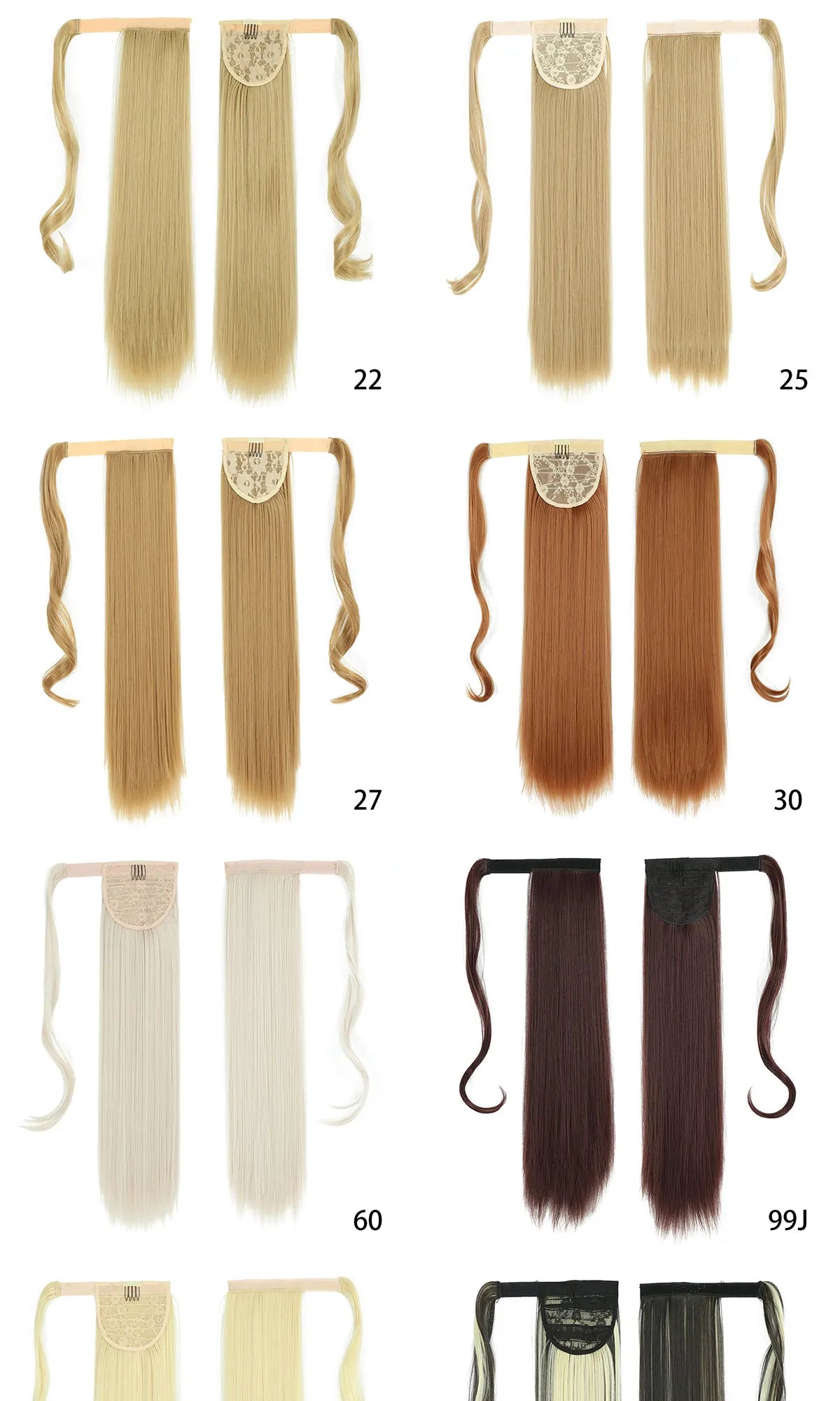 32inches Synthetic Ponytail Hair Extension Clip in Fake Wig Hairpiece Blonde Wrap Around Pigtail Long Smooth Overhead Pony Tail