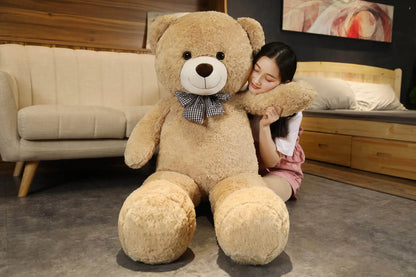 Oso de peluche gigante de 105 cm, suave, blanco, rosa y marrón, almohada súper grande para abrazar, regalo de cumpleaños para niños.