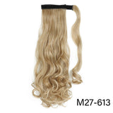 32inches Synthetic Ponytail Hair Extension Clip in Fake Wig Hairpiece Blonde Wrap Around Pigtail Long Smooth Overhead Pony Tail
