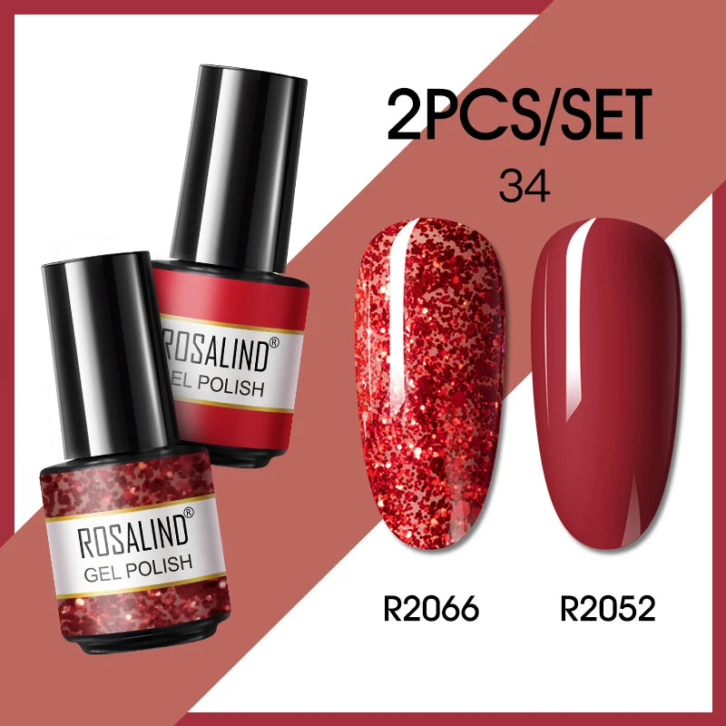 ROSALIND Nail Gel Manicure Set Hybrid Varnish Kit For Nails Art UV Lamp Semi Permanent Nail Gel Polish Set With Good Pack