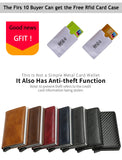 RFID Aluminum Men Wallet Card Holders Purse Carbon Fiber Men Business Slim Thin Smart Wallet Credit Cardholder Case Note Holder