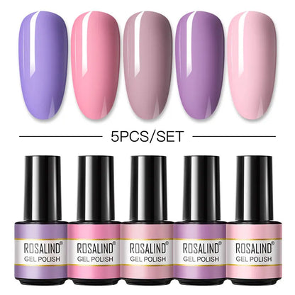 ROSALIND Nail Gel Manicure Set Hybrid Varnish Kit For Nails Art UV Lamp Semi Permanent Nail Gel Polish Set With Good Pack