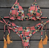 Conjunto de bikini sexy 2021 de 2 piezas con estampado de calor, traje de baño deportivo para mujer, ropa de playa, traje de baño push-up acolchado, mono de baño exquisito