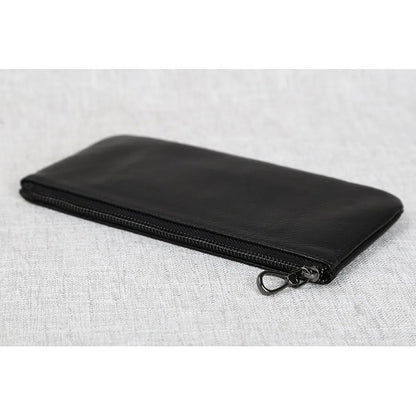 ZRCX Men's Genuine Leather Long Zipper Wallet First Layer Cowhide Youth Ultra-Thin Handbag Wallet Trendy Brand Simple Wallet