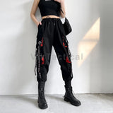 Pantalones cargo para mujer 2023, pantalones harén de moda con bolsillos punk, pantalones deportivos con cadena, elásticos Harajuku, cintura alta, ropa de calle.