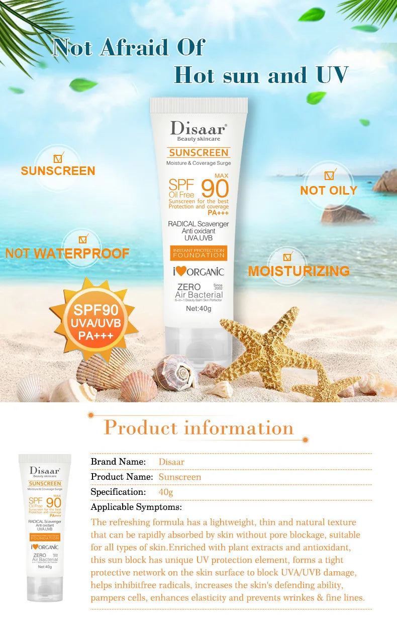 Facial Body Sunscreen Whitening Sun Cream Sunblock Skin Protective Cream Anti-Aging Oil-Control Moisturizing SPF90 Face