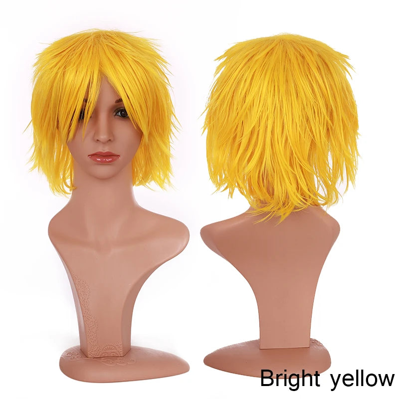 BENIHAIR Synthetic Wig Cosplay Wig White Red Green Blue Pink Yellow Hair Short Layered Wig Fake Hair Extension Men Women Party Wig