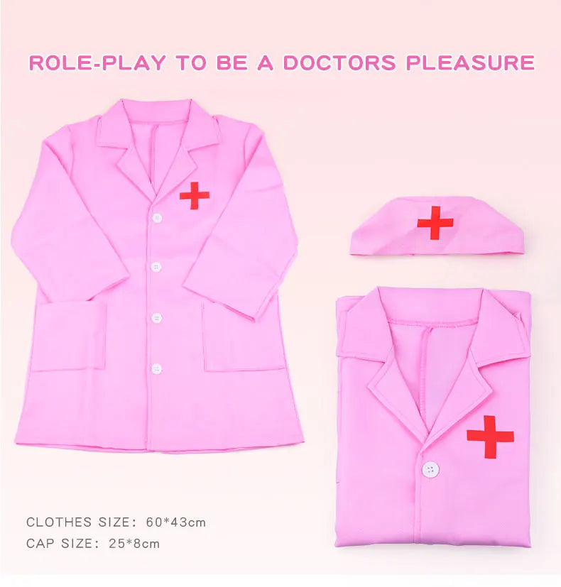 Uniforme de médico y enfermera de simulación para niños, abrigo cruzado, disfraz de Halloween, juego de juguetes para bebés, fiesta de cumpleaños elegante