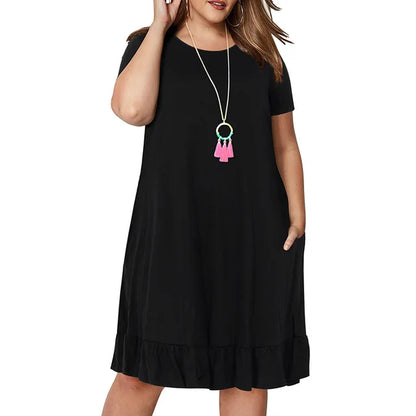 Vestido de primavera talla grande 9XL para mujer con sobrepeso, suelto, liso, con volantes, talla grande 9XL 