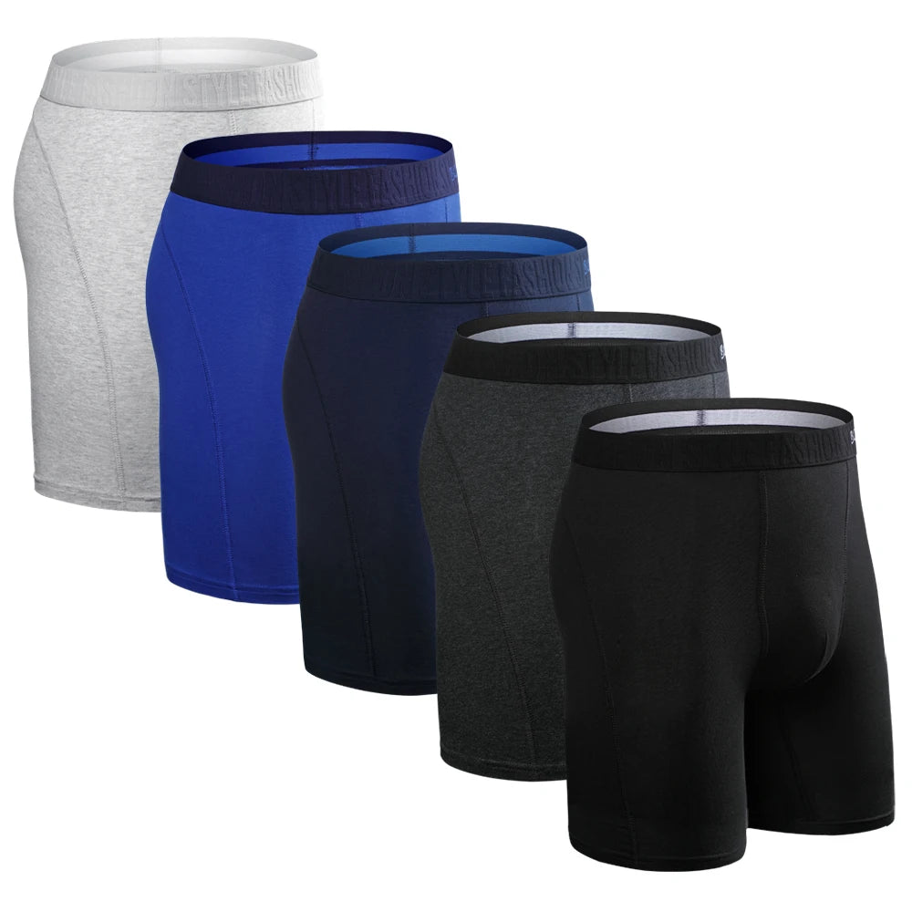 5Pcs Set Long Boxer Men Underwear Male Underpants Panties Sexy Clavin Underware Calzones BoxerShorts Boxer Shorts Homme Trunk