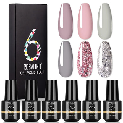 ROSALIND Nail Gel Manicure Set Hybrid Varnish Kit For Nails Art UV Lamp Semi Permanent Nail Gel Polish Set With Good Pack