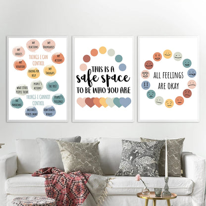 Self Care Mental Health Therapy Posters and Prints Self-love Well Being Canvas Painting Therapist Gift Counselor Office Decor