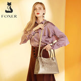 FOXER Brand Women Cowhide Women's Shoulder Bag Female Split Leather Handbag Fashion Lady Tote Large Capacity Top Handle Bag