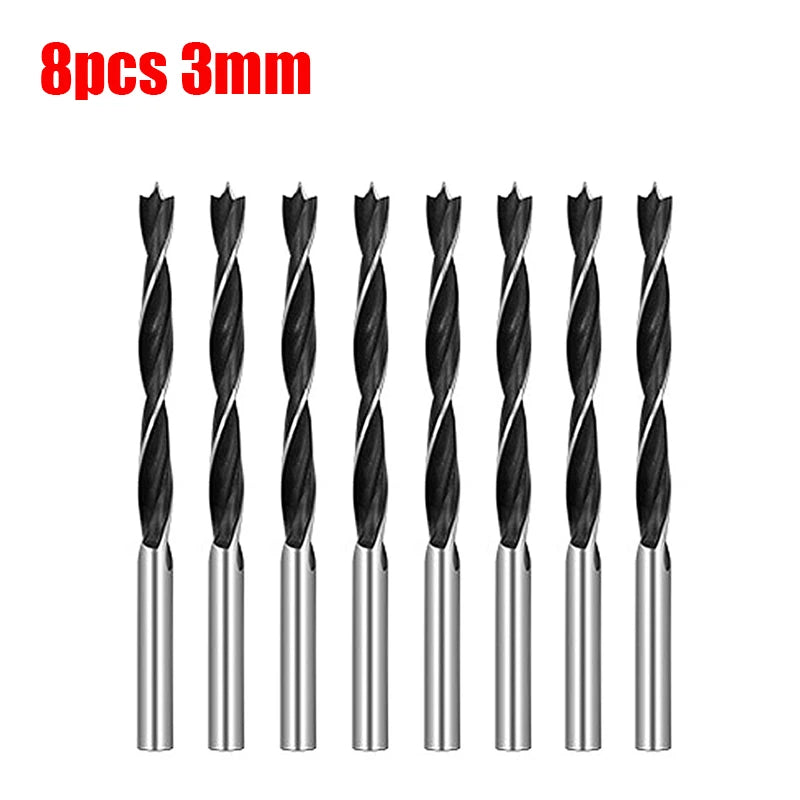 Juego de 8 brocas para madera de 3 mm a 10 mm para carpintería, brocas espirales de acero con alto contenido de carbono.