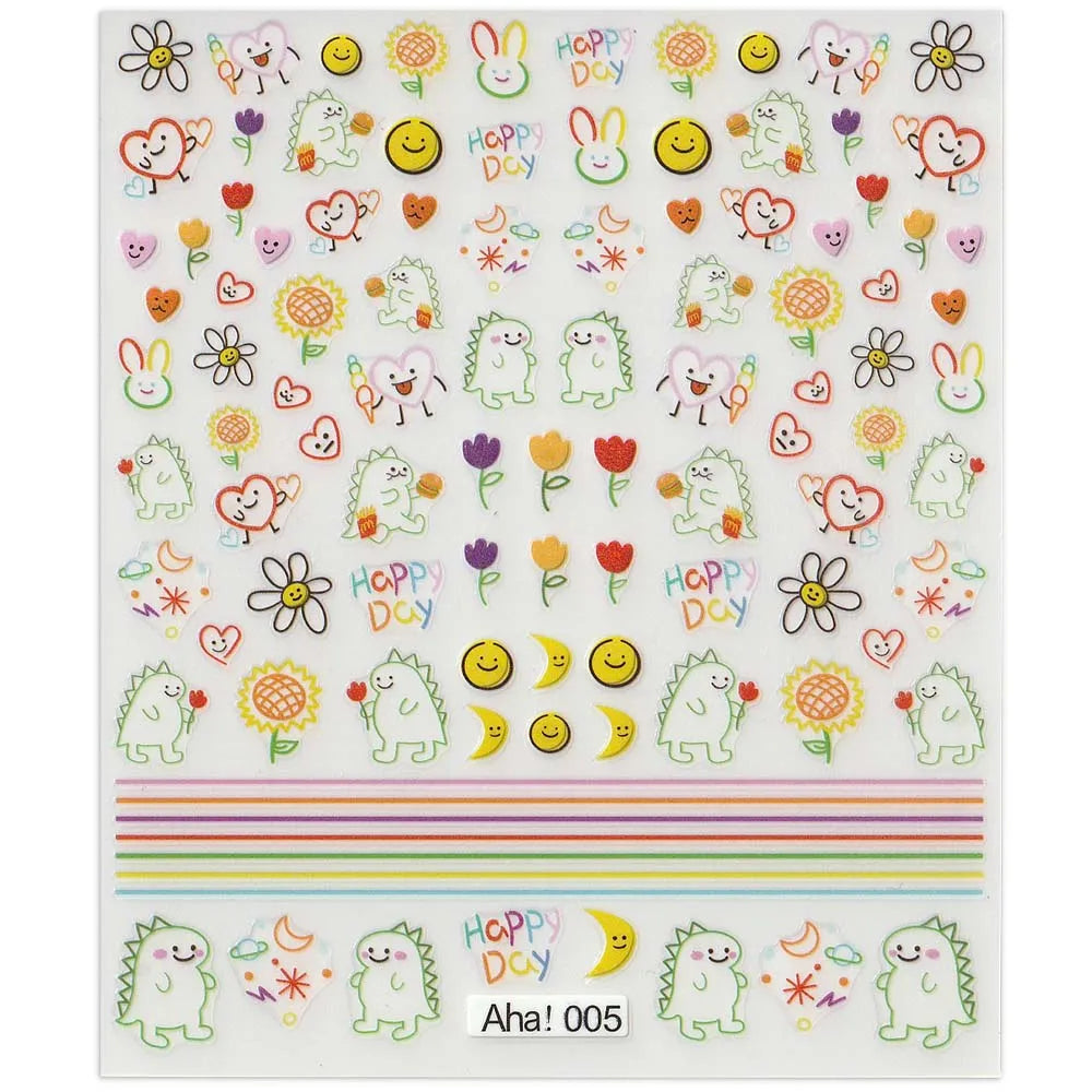 42Model Sticker Nail Decal 3D Adhesive Patch,Smile/Animal/Flower Nail Art Decorations Manicure Sticker Easter Day Design Decal-