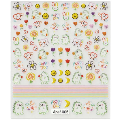 42Model Sticker Nail Decal 3D Adhesive Patch,Smile/Animal/Flower Nail Art Decorations Manicure Sticker Easter Day Design Decal-