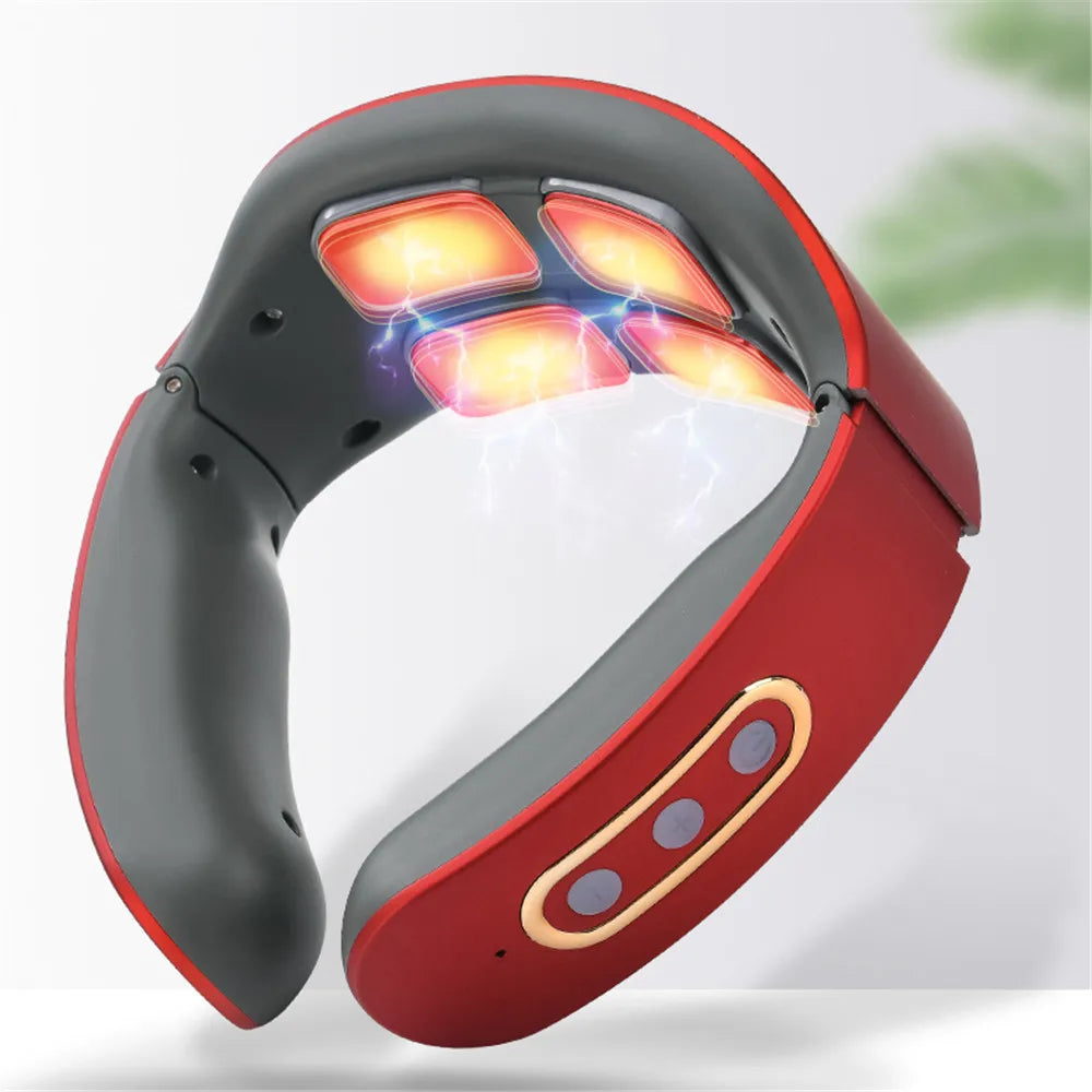 Masajeador eléctrico inteligente para cuello y hombros, masajeador de pulso, amasador, TENS inalámbrico, calor, vértebras cervicales, relajación, alivio del dolor.
