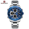 NAVIFORCE Top Brand Luxury Classic Men Watch Quartz Digital Male Clock Military Sport Silver Stainless Steel Man Wristwatch 9197