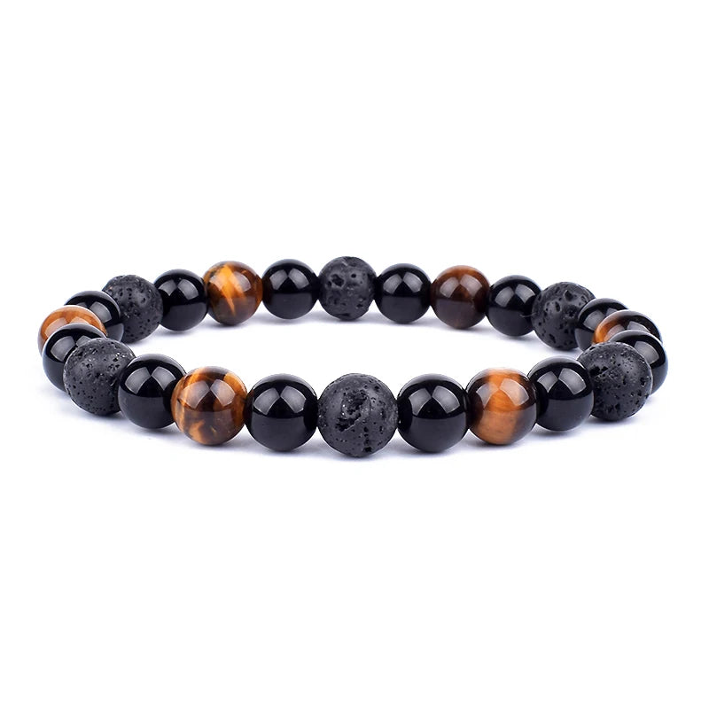 Pulseras de cuentas de obsidiana negra natural, hematita, ojo de tigre, para hombres, protección magnética de la salud, joyería para el alma de las mujeres, pulsera para hombre 