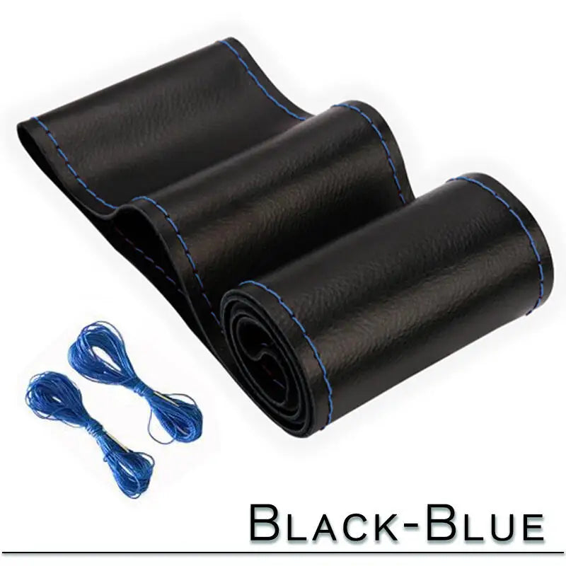 38cm 15inch Car Steering Wheel Braid Cover Artificial leather Needles And Thread Soft Non-slip Auto Interior Accessories Kits