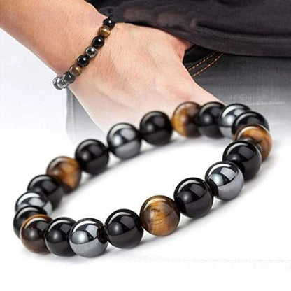 Pulseras de cuentas de obsidiana negra natural, hematita, ojo de tigre, para hombres, protección magnética de la salud, joyería para el alma de las mujeres, pulsera para hombre 