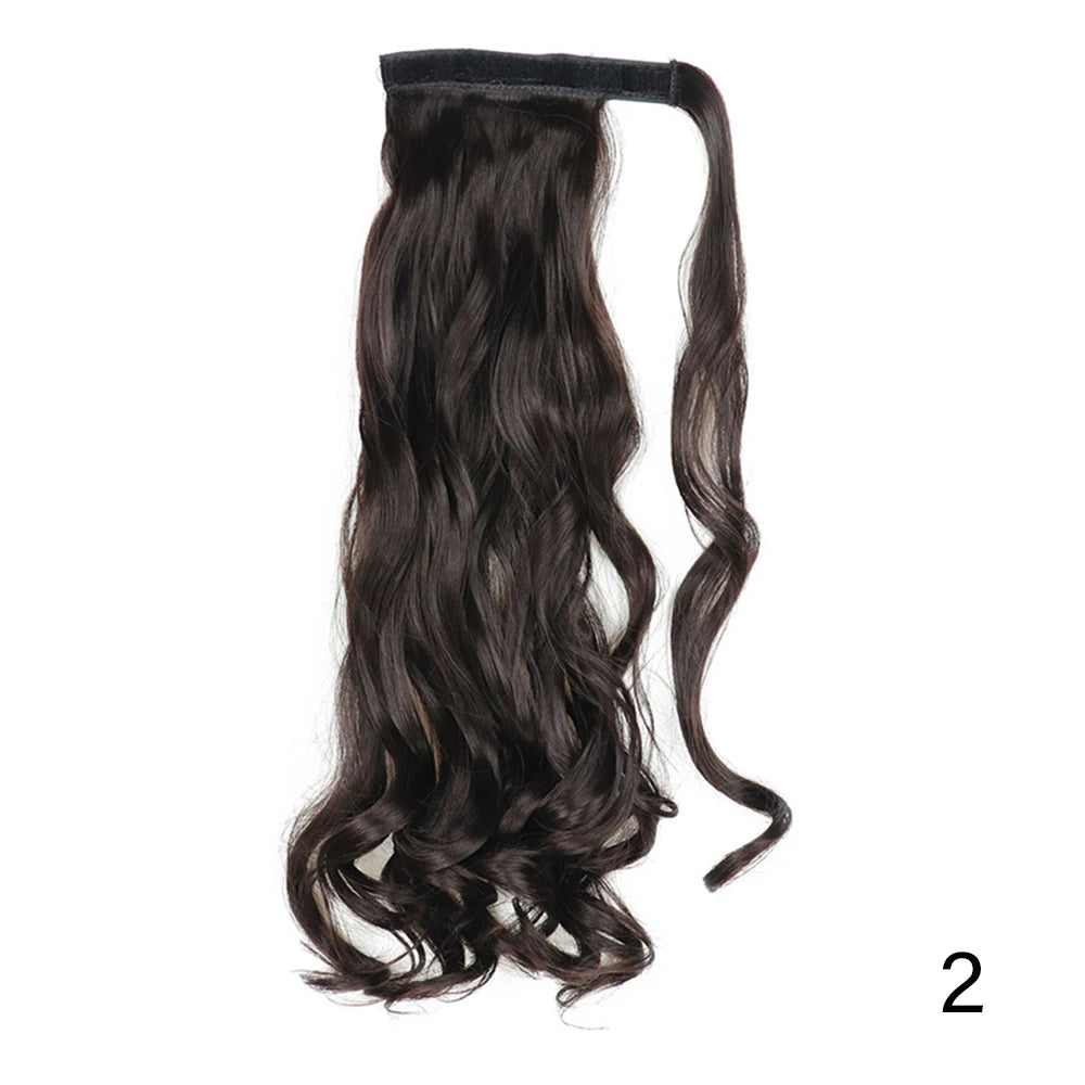 32inches Synthetic Ponytail Hair Extension Clip in Fake Wig Hairpiece Blonde Wrap Around Pigtail Long Smooth Overhead Pony Tail