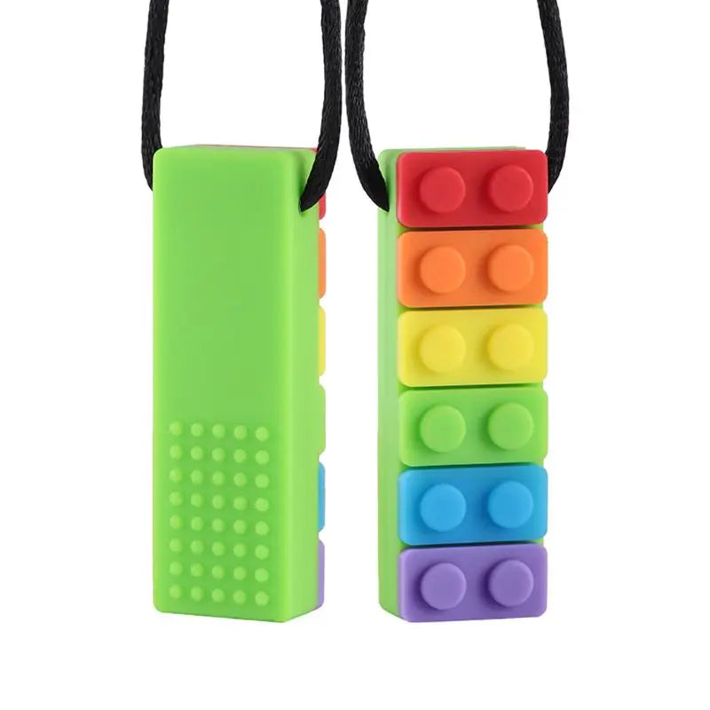 Collar sensorial para masticar, paquete de colgante de silicona para masticar, juguete de entrenamiento y desarrollo para bebés en dentición, autismo y ansiedad.