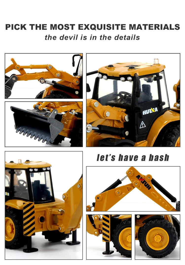 Huina 1/50 Miniatures of Metal Car Loader Truck Loader Excavator crawler Model Crawlers Toys for Boy Diecasts Toy Vehicles