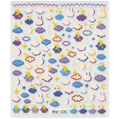 42Model Sticker Nail Decal 3D Adhesive Patch,Smile/Animal/Flower Nail Art Decorations Manicure Sticker Easter Day Design Decal-