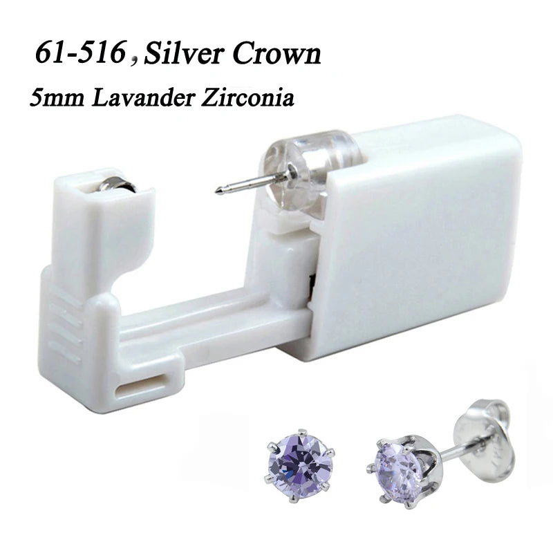 1 peça 316l aço cirúrgico descartável esterilizado unidades de piercing de orelha ferramentas de arma com brinco de cristal cz joias de piercing corporal