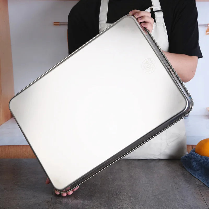 Rectangle Steamed Sausage Noodles Storage Trays Stainless Steel Fruit Dish Restaurant Hotel Kitchen Pastry Food Baking Plates