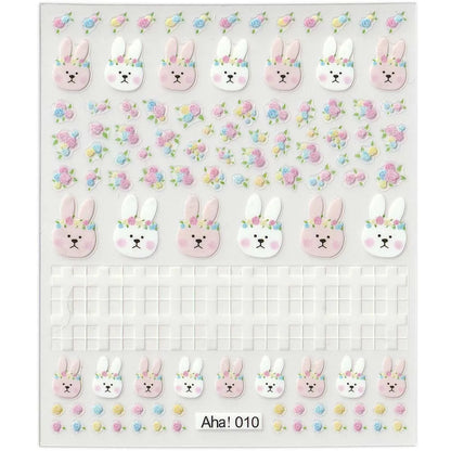 42Model Sticker Nail Decal 3D Adhesive Patch,Smile/Animal/Flower Nail Art Decorations Manicure Sticker Easter Day Design Decal-