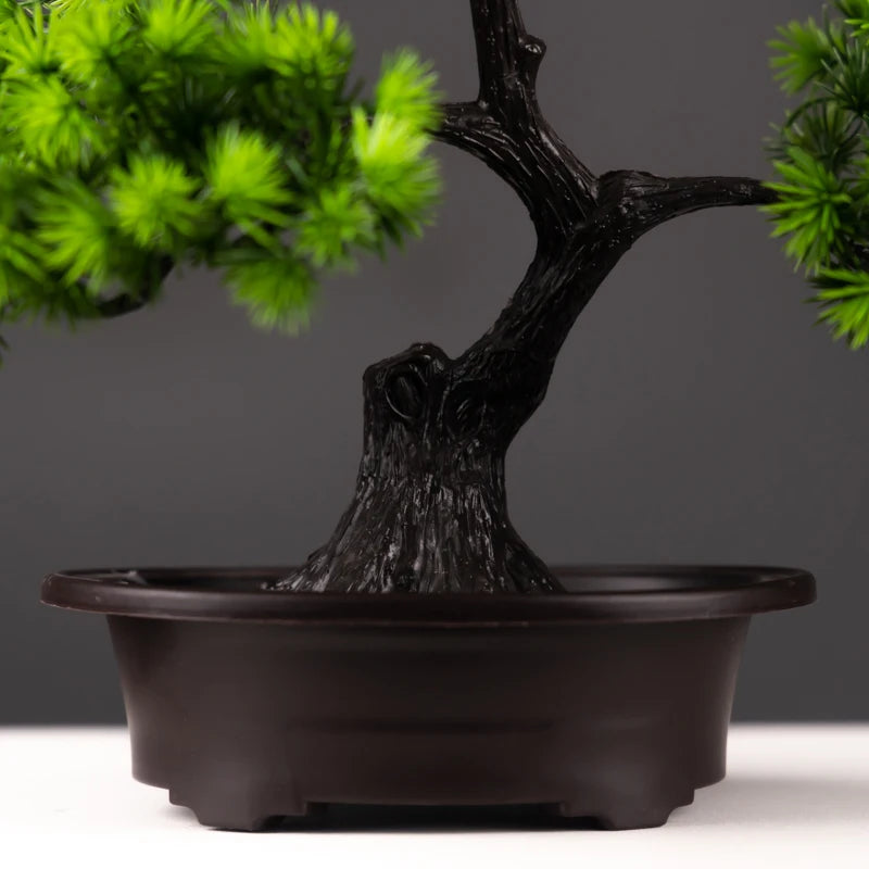27cm Artificial Pine Plants Bonsai Fake Tree Ornaments Plastic Plants Landscape Simulation Tree for Home Room Desktop Decoration