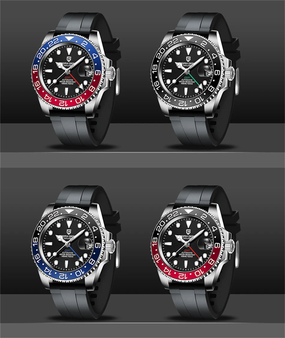 Relógio Masculino Mecânico de Luxo PAGANI DESIGN 2026 – Aço Inoxidável, Função GMT, Vidro de Safira – Marca de Alto Padrão