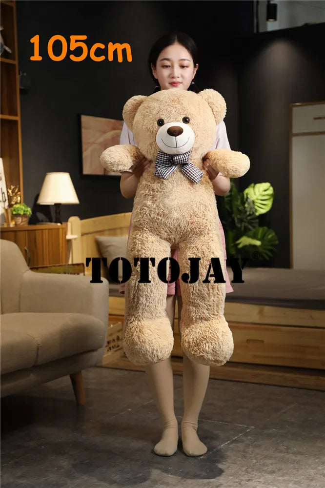 Oso de peluche gigante de 105 cm, suave, blanco, rosa y marrón, almohada súper grande para abrazar, regalo de cumpleaños para niños.
