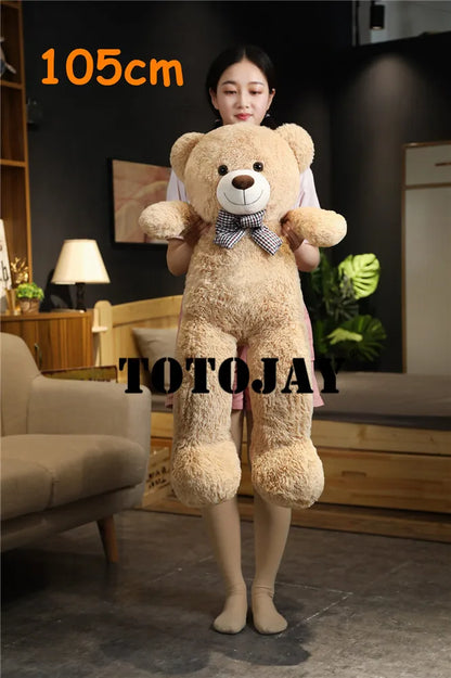 Oso de peluche gigante de 105 cm, suave, blanco, rosa y marrón, almohada súper grande para abrazar, regalo de cumpleaños para niños.