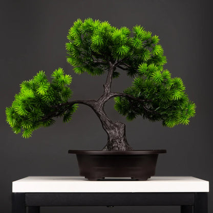 27cm Artificial Pine Plants Bonsai Fake Tree Ornaments Plastic Plants Landscape Simulation Tree for Home Room Desktop Decoration