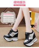 Fashion White Sneakers Women's High Platform Casual Shoes Height Increasing Leather Shoes 10 CM Thick Sole Trainers Tennis Sports